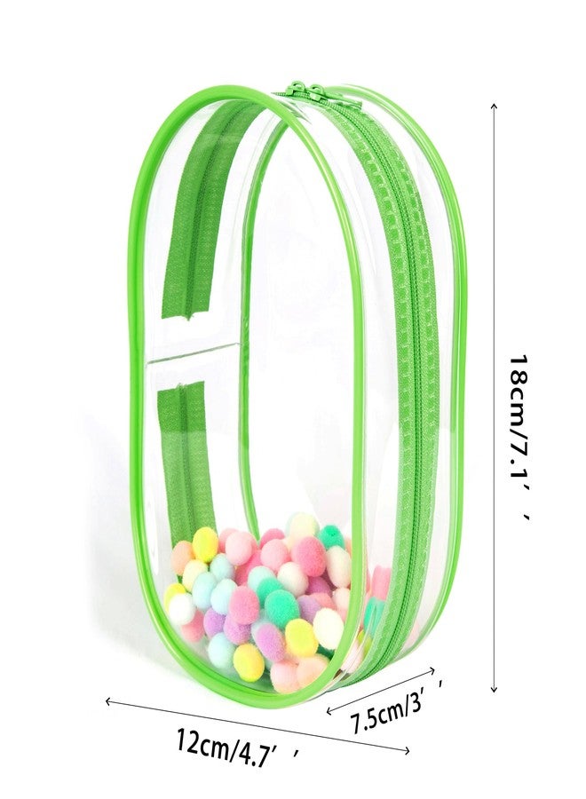 CHICHO Clear Figure Display Bag with White Hairball Keychain, Portable Small Doll Storage Bag Hanging Blind Box Organizer Zipper Closure, Dustproof Collectibles Display Case (Green) - Image 2